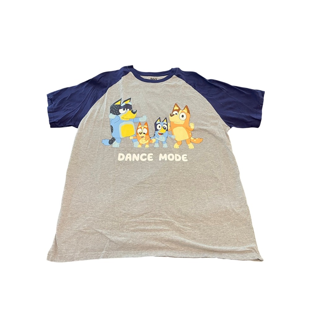 Bluey Kids Dance Mode Raglan Graphic T-Shirt Gray Navy Blue 2XL M1T5145EYY